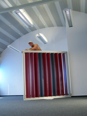 Raumteiler Raumteiler Vario mit Lamellen, Glas, Nu�baum........