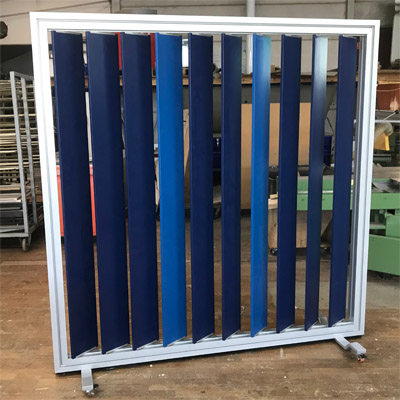 Lamellenwand rollbar Raumteiler Raumteiler Vario mit Lamellen, lackiert, rollbar........